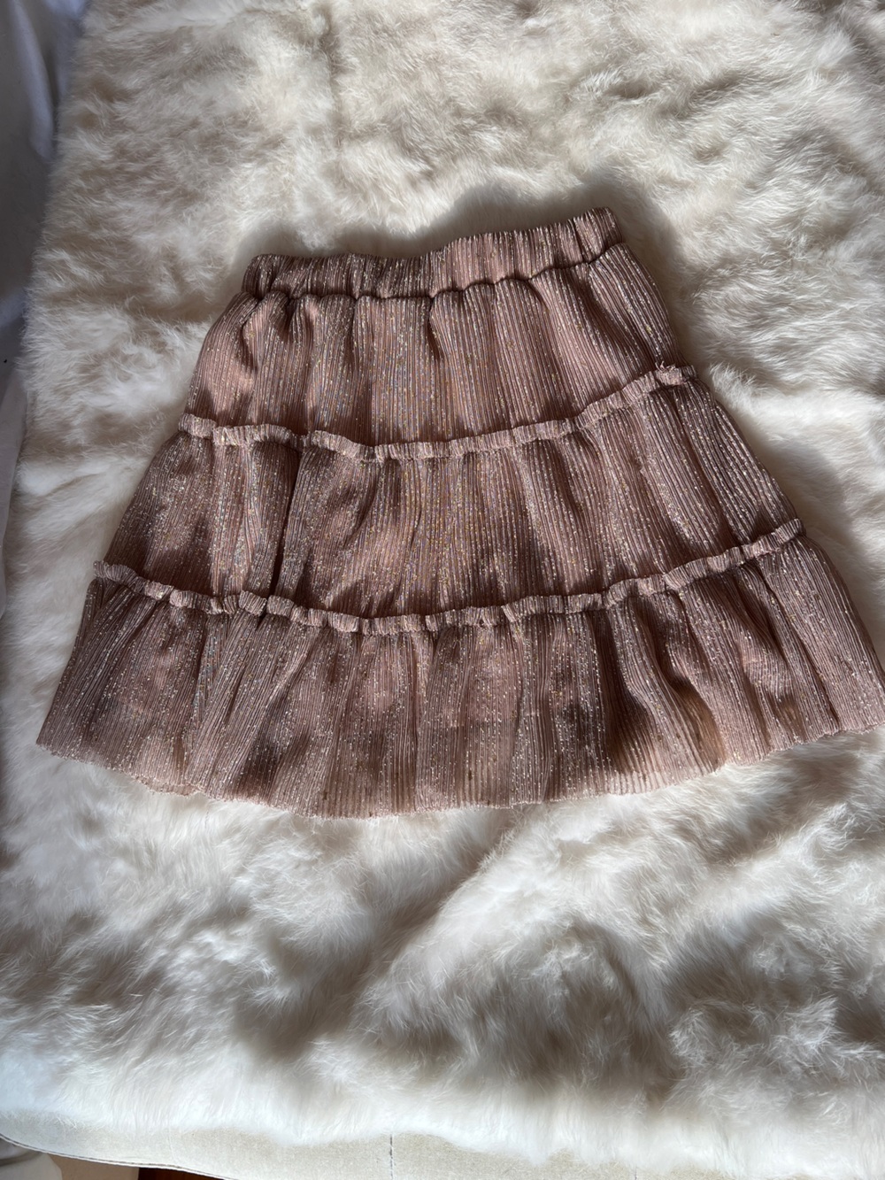 Girls Zunie Metallic Dusty Rose Pleated Mini Skirt